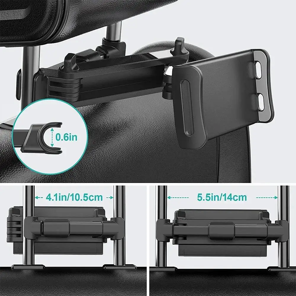 Supporto telescopico da viaggio per telefono e tablet, da agganciare al poggiatesta dell'auto, girevole, per iPad, iPhone, Xiaomi, Huawei, Realme - Image 3