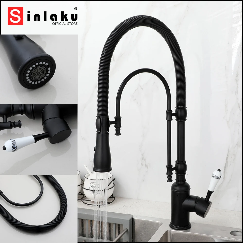 

SINLAKU Two Ways Of Effluent Pull Down Kitchen Sink Faucet Deck Mounted Ceramic Handle With 360°Swivel Single Handle Mixer Taps
