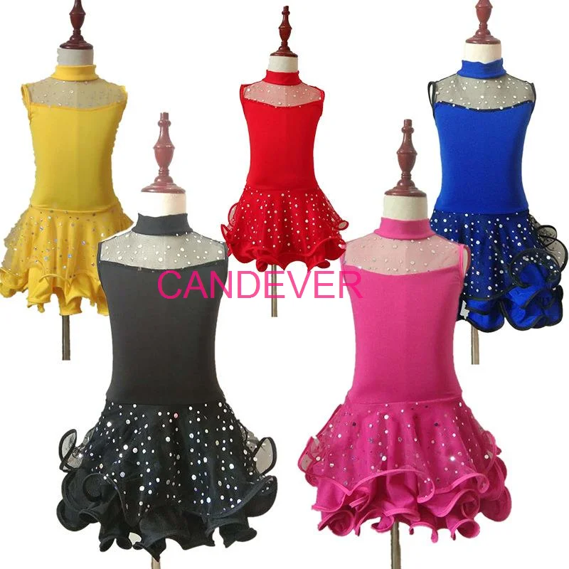 prodessional latin dance dress for girls Line Long Sleeve Lace Ballroom Dancing Salsa Samba Tango Standard Costume Kids Child