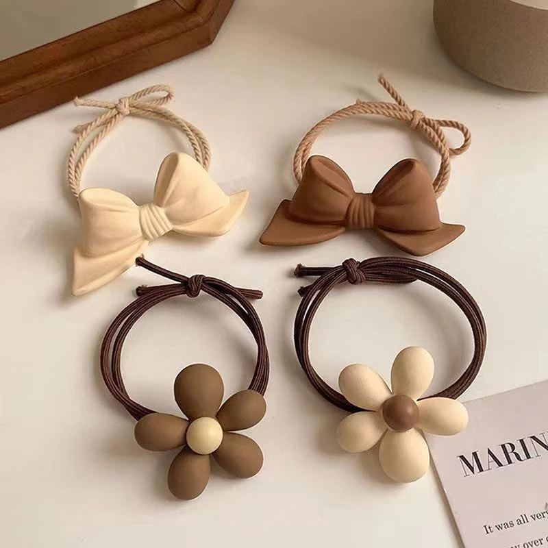 Bunte Haar Haar gummis Karamell farbige Bogen Bär Perlen Blumen Haar Seil elastische Haar bänder Mädchen Frauen Mädchen Zubehör – Detail 2