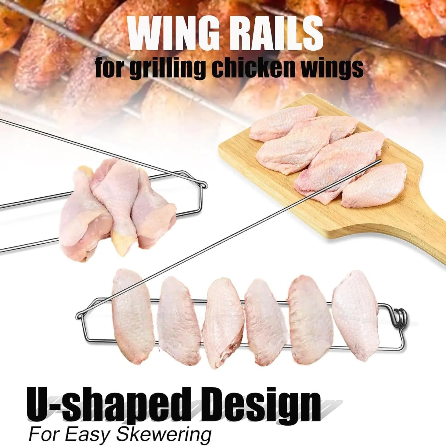 Wingrailsgrilling Outdoor Barbecue Fork 3Pcs for Chicken Wing Grill BBQ