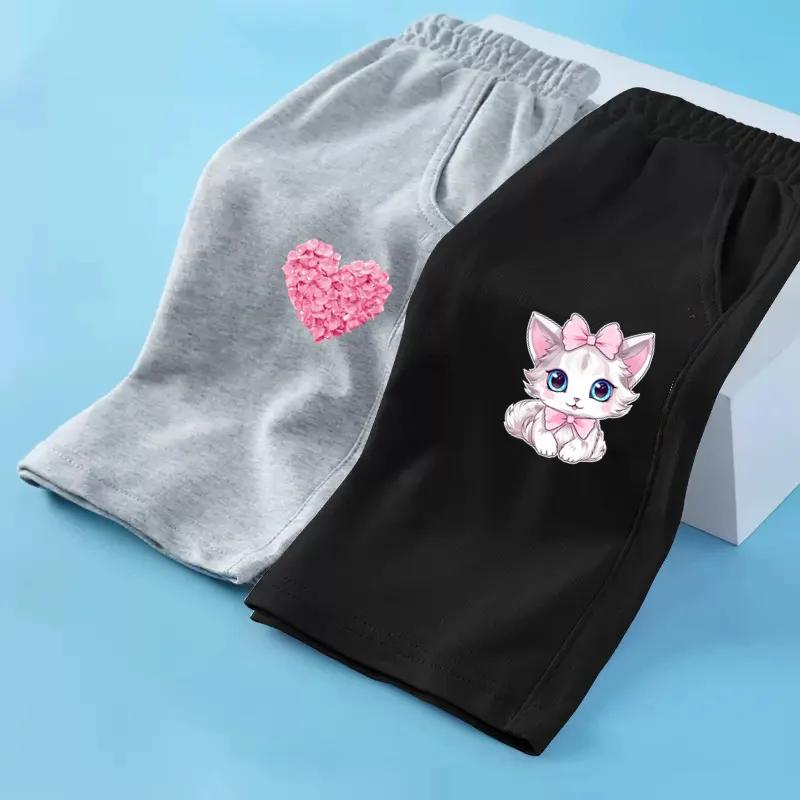 3 14Y Summer Loose Shorts Girls Cartoon Bottoms Clothes Heart Petal Sweatpants Children Short Pants 3 14Y kids shorts