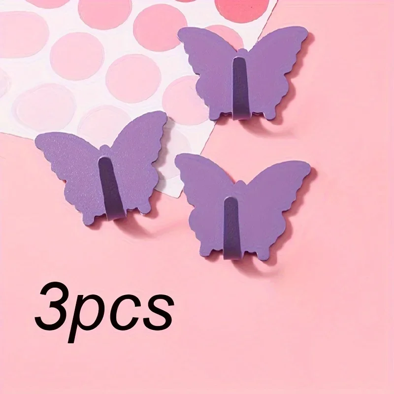 3pcs Home Butterfly Hook Strong Adhesive Non drilling Door Rear Wall Non marking Load bearing Adhesive Hook 5
