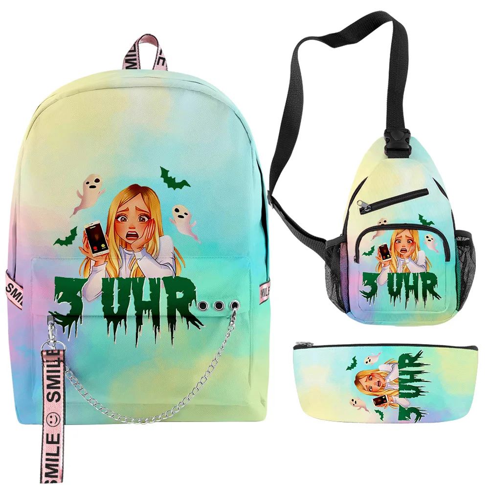 Classic Trendy Funny Beki Fluffy 3D Print 3pcs/Set Student School Bags multifunction Travel Backpack Chest Bag Pencil Case