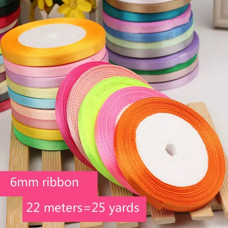 New 1/4"6mm (22 Meters/roll) Red Color Grosgrain Ribbon Wedding Decoration Making Bowknots Gift Packing Belt Sewing Accessories