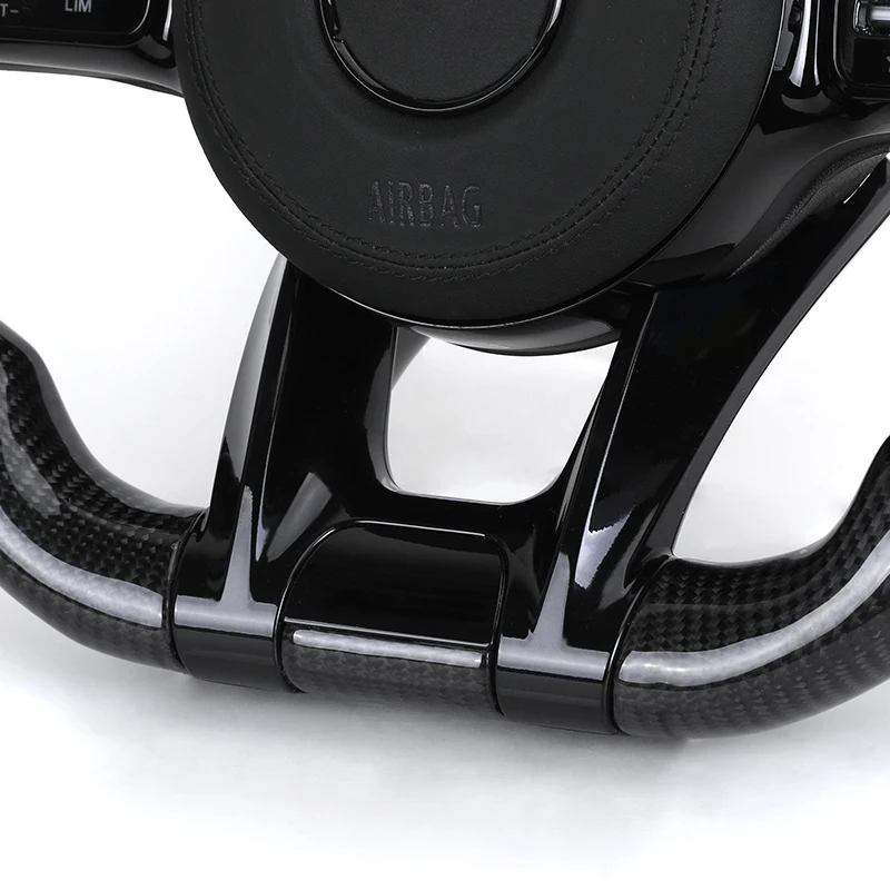 With Piano Black Trim Half Leather Carbon LED Steering Wheel for Mercedes Benz W205 W246 C117 C217 W166 X166 W164 W221 W222 AMG