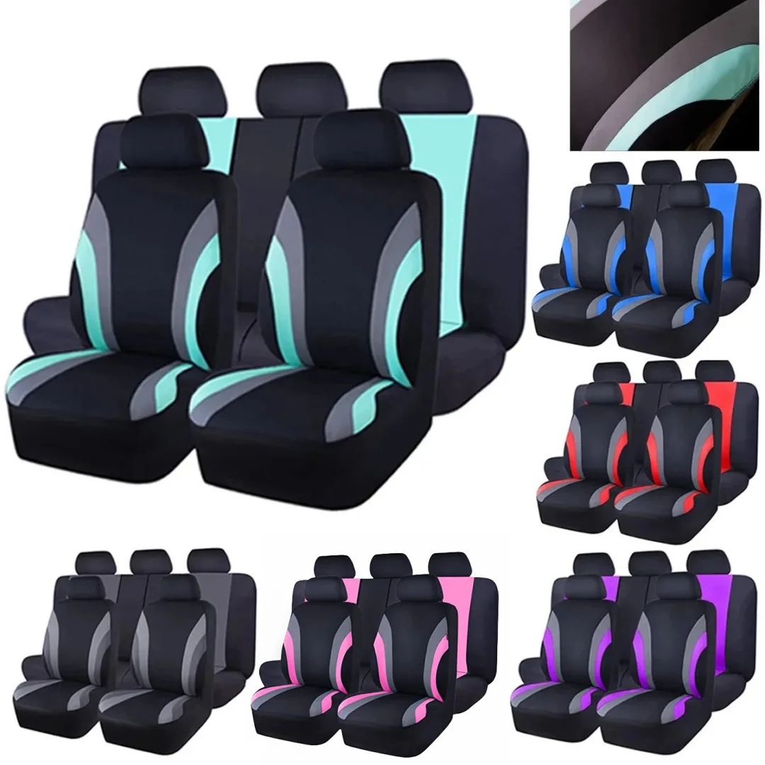 

5 Seats Car Seat Covers Universal for all Seasons Full Set Polyester Fabric Car Seat Protector Covers Interior Accessories