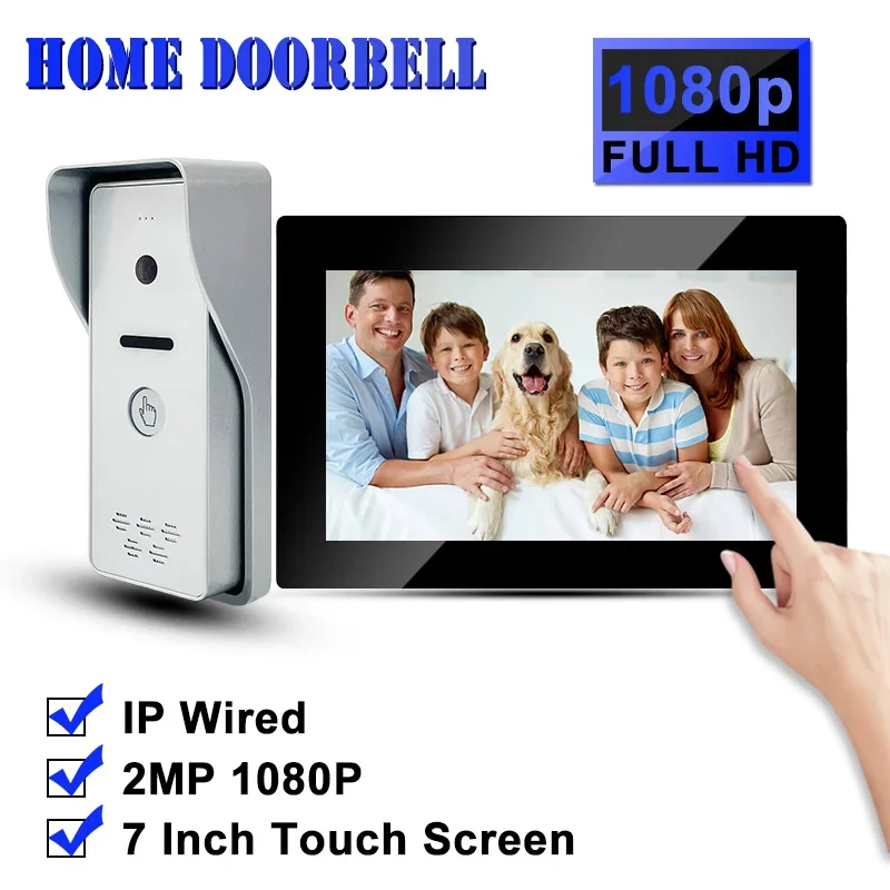 

Video Door Phone lP Doorbell Intercom System with Camera Monitor, Simple to Set up and Easy to Use1080P Wired