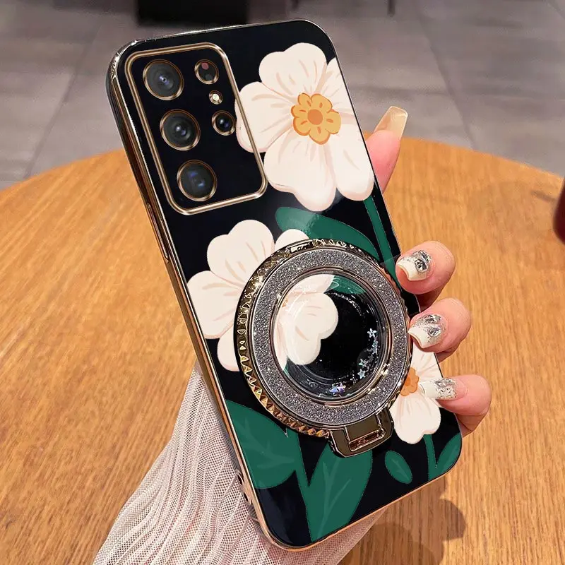 White Floral Plating Phone Case Cover
