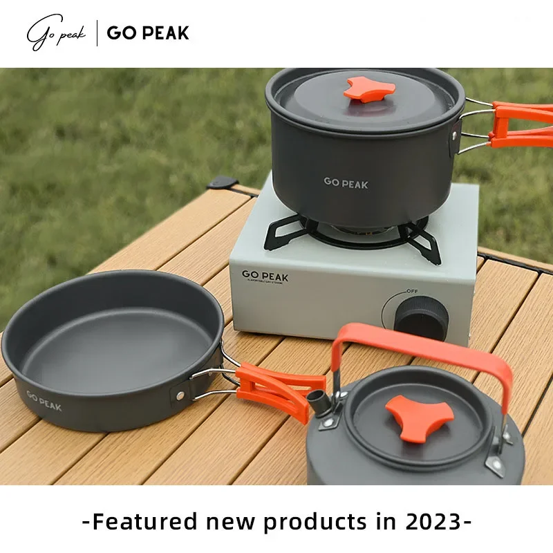 

GOPEAK Outdoor Kettle Set Camping Picnic Portable Cookware Camping Pot Collapsible Camping Equipment