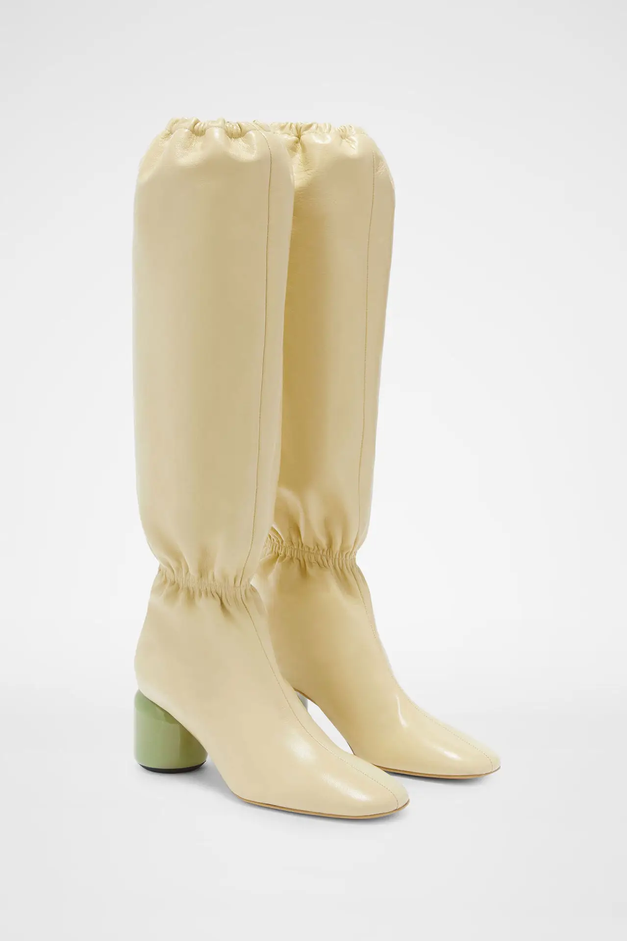

Elasticated Inserts Round Toe Pull On Leather Knee High Long Boots Women's Round Heel Square Toe Novelty Sweet Party Shoe