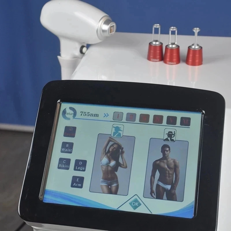 Máquina da remoção do tatuagem do laser do picosegundo, 2 em 1, 1200W, laser do diodo, 3 comprimentos de onda, 755, 808, 1064, remoção permanente da