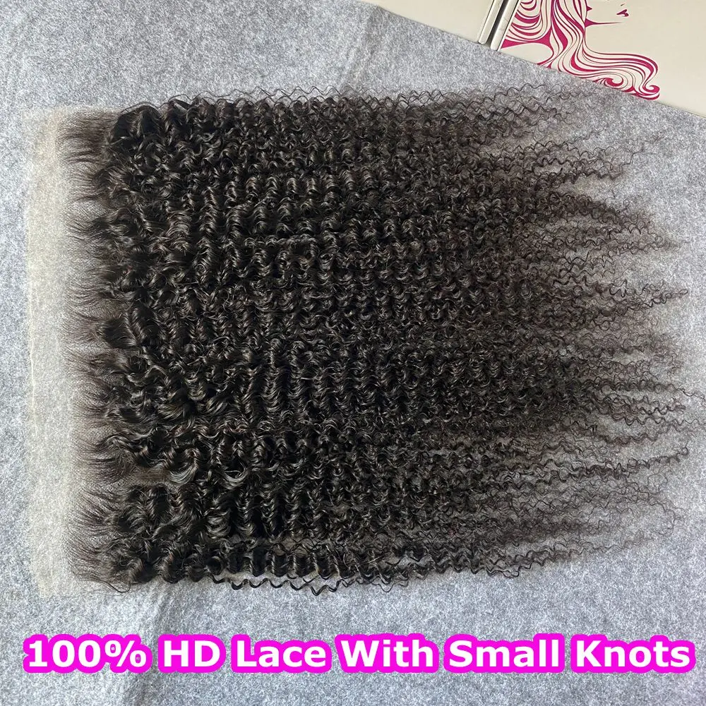 Afro Kinky Curly Invisible HD 13x4 Lace Frontal Human Hair Melt Skins Pre Plucked HD Lace Frontal Afro Kinky 4x4 Closure