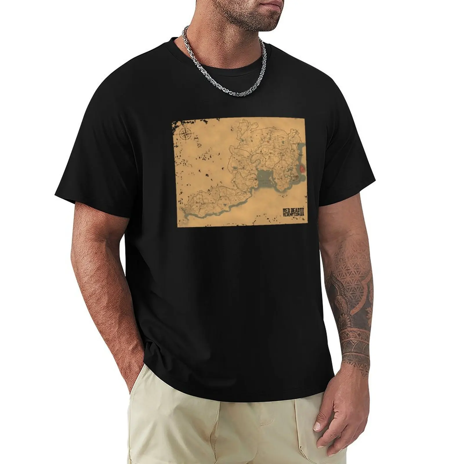 Red Dead Redemption 2 Map- Rdr2 Map T-Shirt Blanks Magliette Semplici Per Uomo Graphic