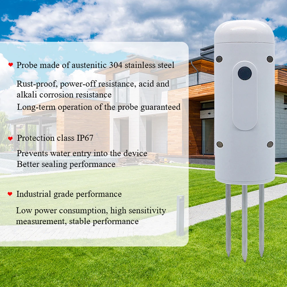 Tuya Zigbee 무선 토양 수분 계량기, 지능형 온도 습도 테스터, 앱 실시간 모니터, IP67 방수 감지기