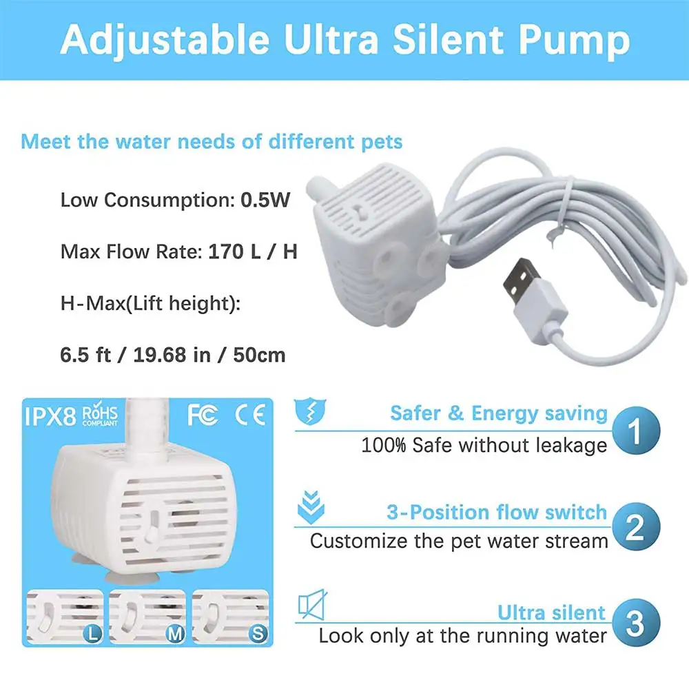 Pet Cat Water Pump Fountain Anti-dry Burning Motor Replacement for thumbnail 4