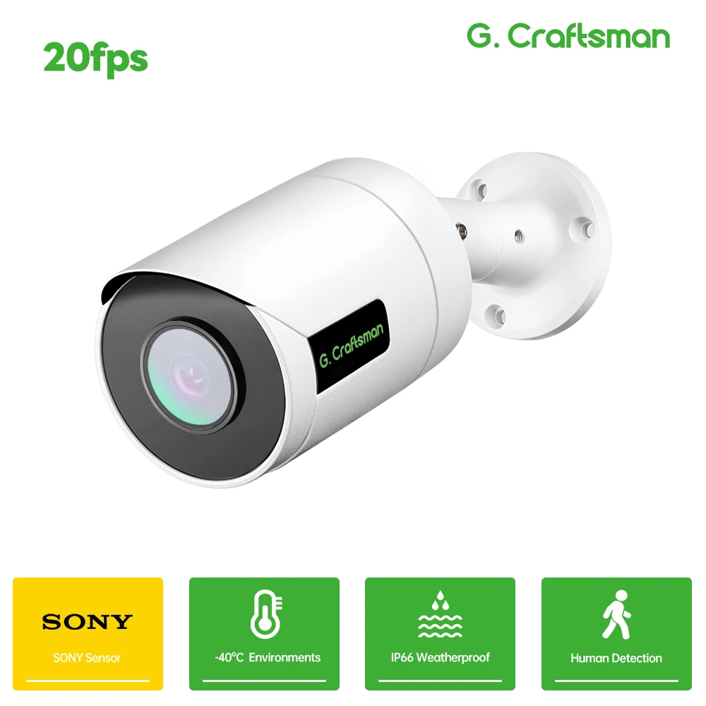 GC G,AI POE Audio, 8MP 4K 20fps, Surveillance Security, CCTV, Video, IR Night Vision, Onvif, Home/Business,GCraftsman