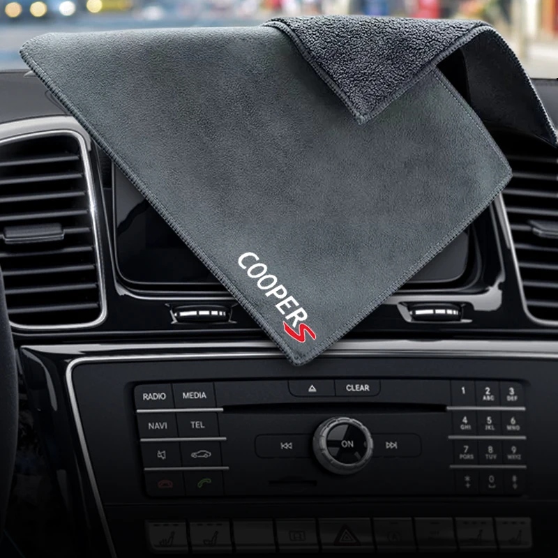 For Cooper S Countryman R60 R61 Clubman F56 Emblem Cleaning Drying Cloth Car Wash Rags Double Layer microfiber towel microfiber cleaning cloths microfiber car towel microfiber towels microfiber washing towel car drying towel drying cloth glass cleaning towel