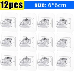 Self-Adhesive Adjustable Curtain and Shower Rod Clips Holder (Transparent- 12pcs)