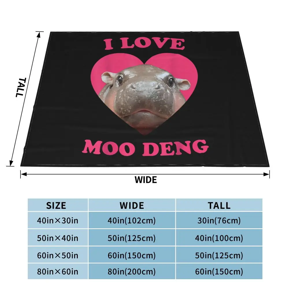 I Love Moo Deng Famous Baby Pigmy Hippo Blanket Wool Throw Blanket Bedding Couch Personalised Ultra-Soft Warm Bedspreads