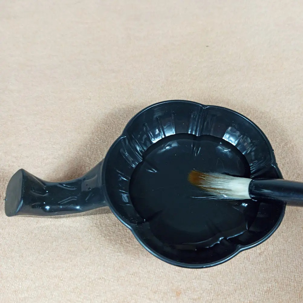 12Pcs 검은 잉크 접시 매화 꽃 모양 다기능 서예 드로잉 플레이트 스튜디오 사무실 연구실을위한 튼튼한 잉크 웰