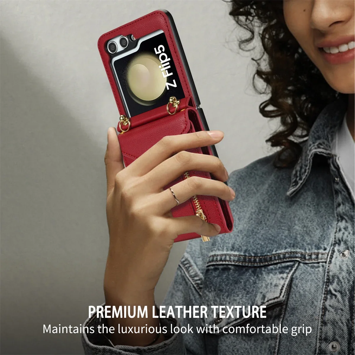 Zipper Wallet Crossbody Phone Case with Card Holder and Leather Cover