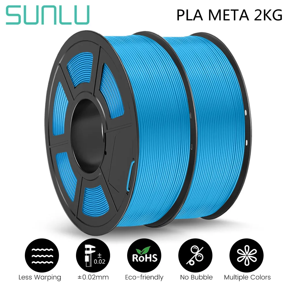 SUNLU-filamento PLA Meta para impresión 3D, 2kg, 100% líneas de filamento para impresión rápida, nuevo