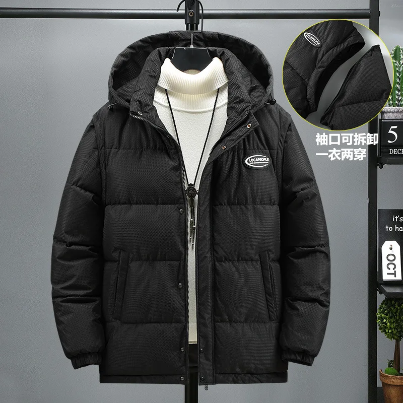 ZOZOWANG 160KG 2023 New Winter Fattening Men's Removable Sleeve Cotton Jacket Men's Parkas Thickened Coat Plus Size 8XL 9XL 10XL