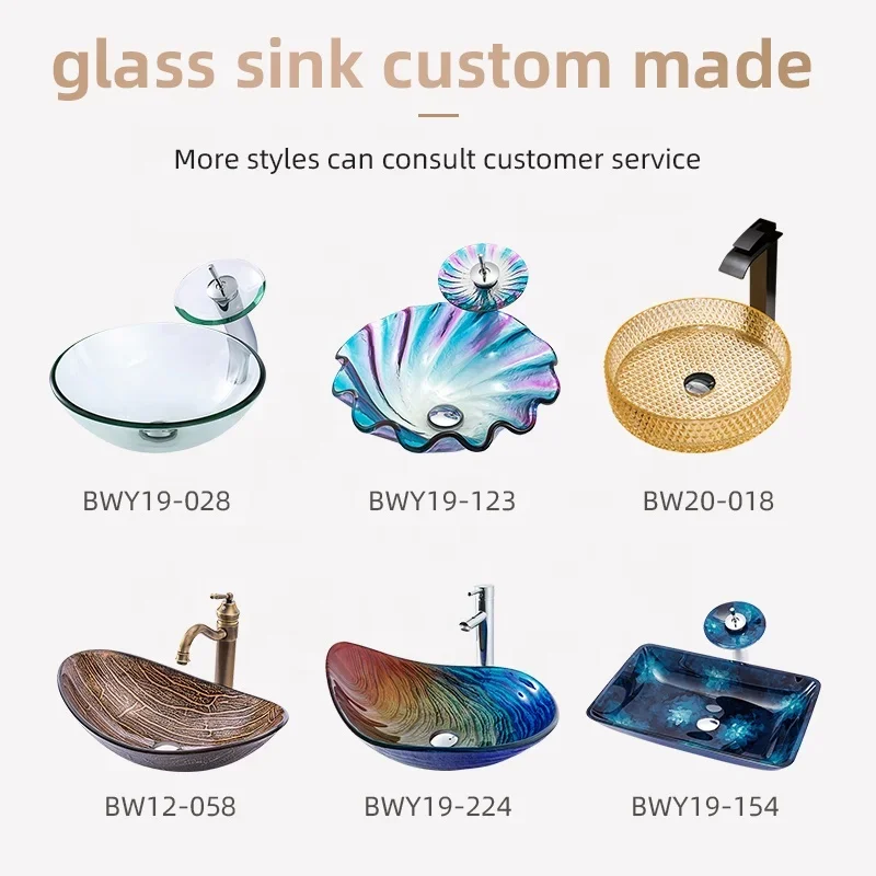 Boweiya High Gloss Single Glass Vessel Sink Modern Mirror Cabinet Toilet Furniture Antique Bathroom Vanity Set