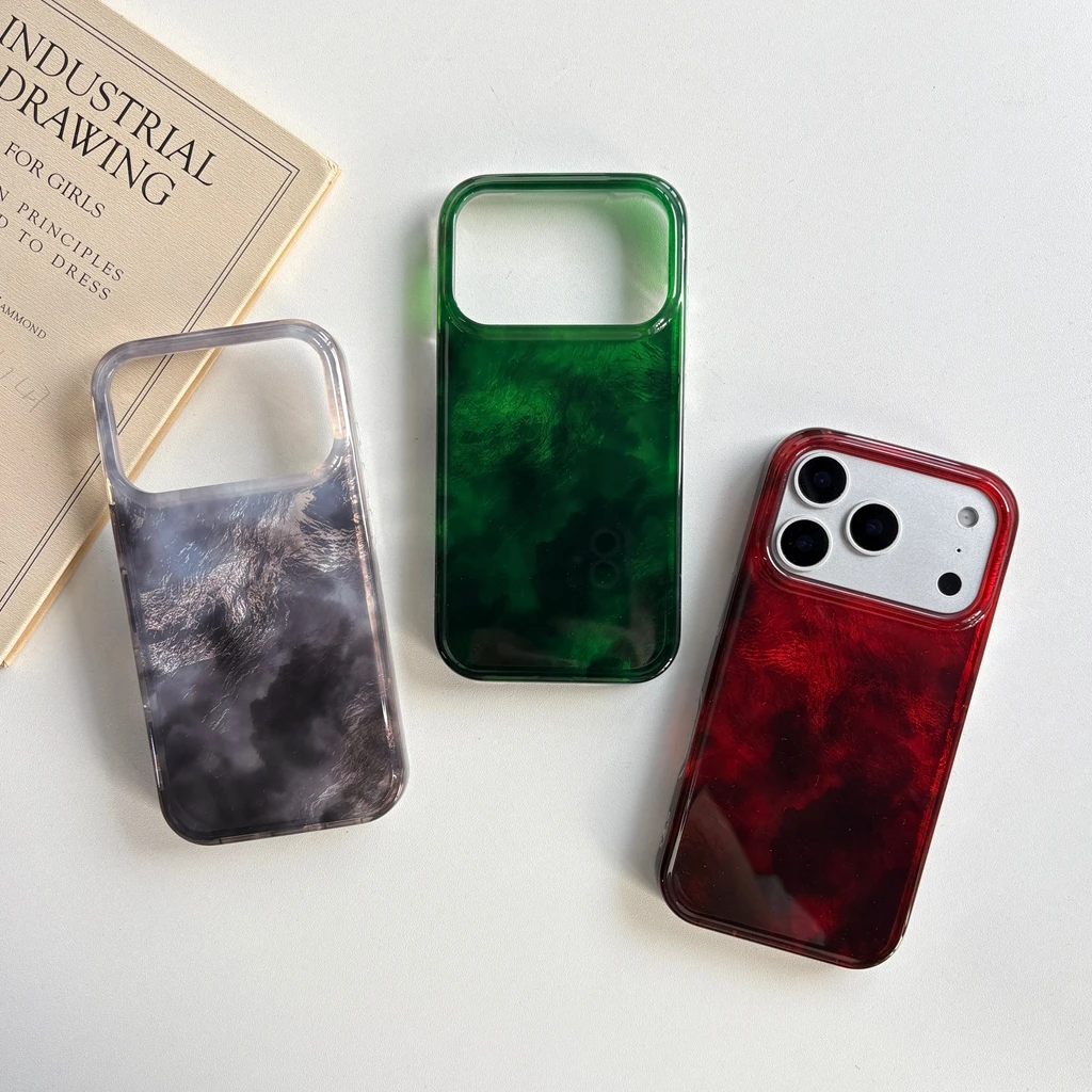 Advanced Art Red, Green, and Gray Gradient Tin Foil Pattern Shock-Proof Phone Cover Case