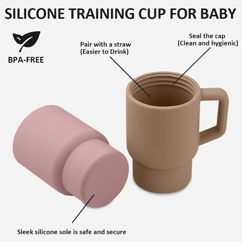 YLA Baby Drinking Mug Outgoing Silicone Coffee Mug Silicone Lid and Straw Unisex 6 Months and Older drinking cup,water cup,silicone cups,feeding cup