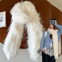 Thick Fluffy Plush Long Strip Scarf 180cm Imitation Mink Fur Y2K Girl Scarf Luxury Ladies Tassel Scarf Outdoor Fluffy Shawl Wrap