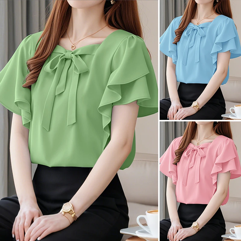 Round Neck Blouses for Women Casual Wear