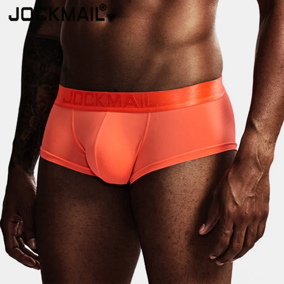 

JOCKMAIL Sexy Ice Silk Boxer Gay Men Underwear Silky Transparent Solid Color Homme Breathable Cuecas Masculinas Slip Boxershorts