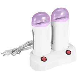 Double Depilatory Wax Heater Epilator Cartridge Wax Roller Base Roll On Waxing Refillable Hair Removal Wax-melt Machine 2 in 1