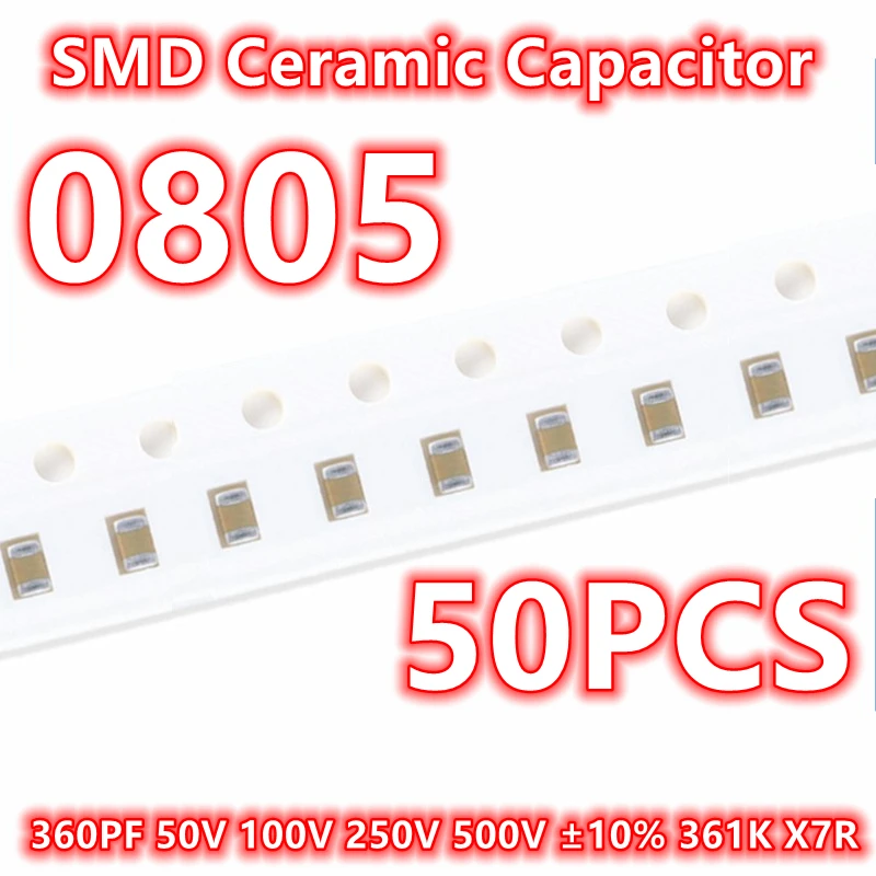 

(50pcs) Original 0805 360PF 50V 100V 250V 500V ±10% 361K X7R SMD Ceramic Capacitor IC 2012