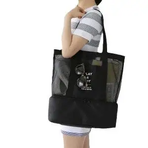 야외 휴대용 싱글 숄더 핸드백 더블 레이어 점심 가방 스포츠 건식 및 습식 분리 보관 가방 보온 피크닉 가방