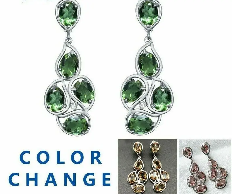 

Earrings 925 Sterling Silver Created Color Changing Zultanite Gemstone Jewelry