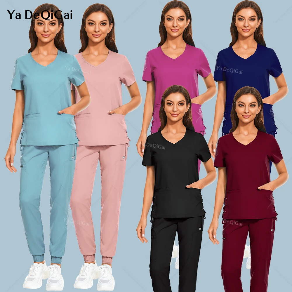 

Scrubs Women Set Nursing Uniform Nurse Uniform Medical Scrub Suit Lab Spa Beauty Clothes Vet Pet Dental Clinic Cleaning Workwear