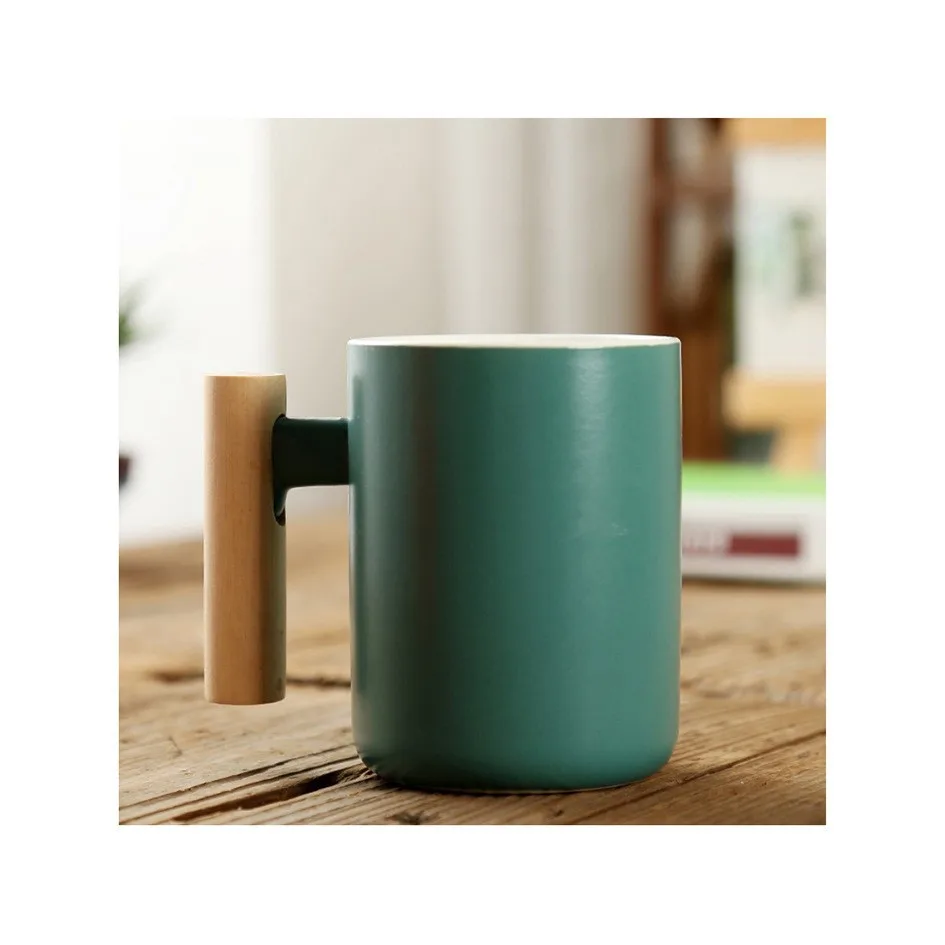 

Creative Wood Handle Ceramic Mack Coffee Mug Office