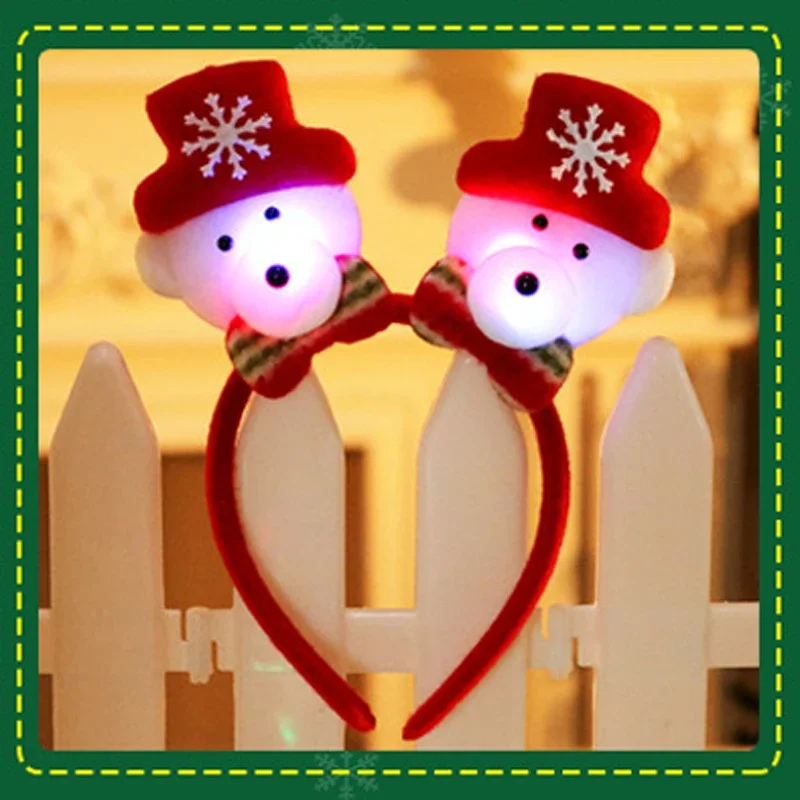 Glowing Reindeer Bear Headband Masquerade Concert Christmas Hair Accessories For Girls LED Christmas Funny Headband