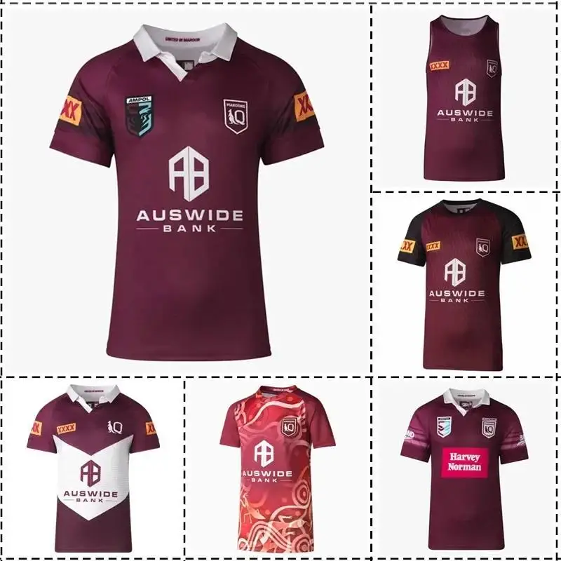 

2023 Queensland Maroons Home IndigenousTraining Polo Singlet Mens Rugby Jersey Size:S-5XL （Print Custom Name Number）