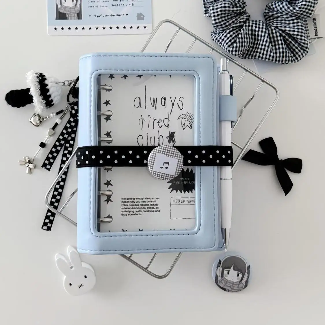 Transparent Cover Notebook Binder with Star Design - Soft Faux Leather Portable Notepad & Photo Album
