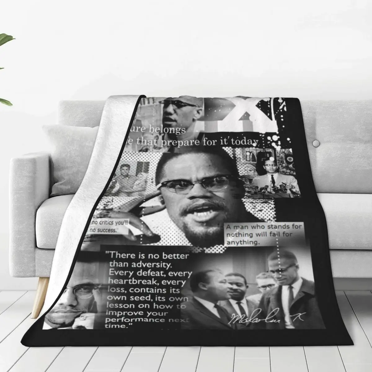 

Black Rights African Malcolm X Flannel Throw Blanket Blanket for Bed Office Super Soft Quilt