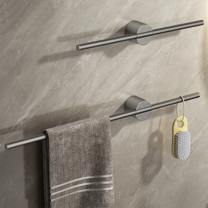 Gray Bathroom Towel Rack Removable Towel Bar Bathroom Shelf Hanging Hanging