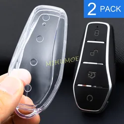 Black/Clear Transparent 4 - Button Car Key Fob Protective Case - Set of 2 (2x Key Case (Clear))