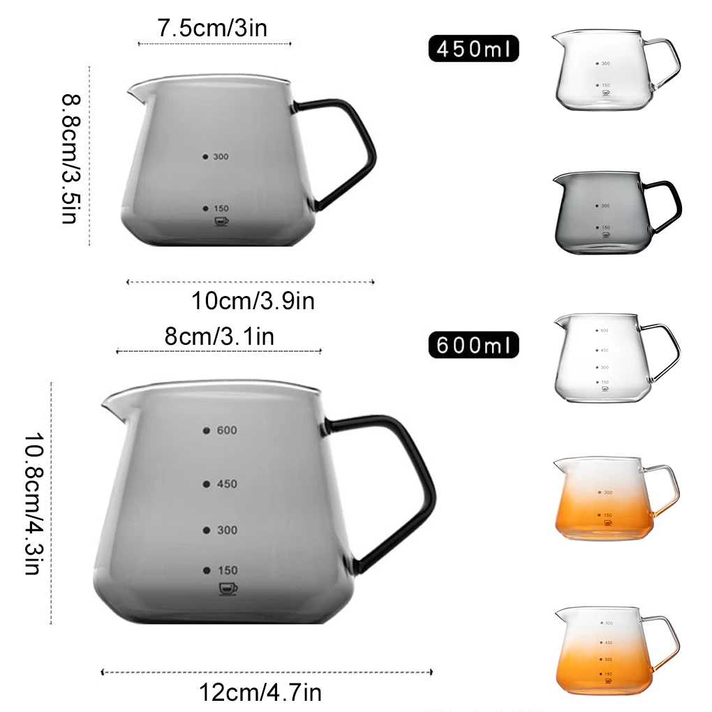 450ml/600ml Hand Brewed Coffee Pot Cloud Pot Sharing Thick Heat-resistant Glass Coffee Cute with Scale Fair Cup coffee pot,coffee kettle,coffee server