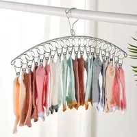 6-20Pegs Stainless Steel Clothes Drying Hanger Windproof Clothing Rack Clips Sock Laundry Airer Hanger Underwear Socks Holder 2