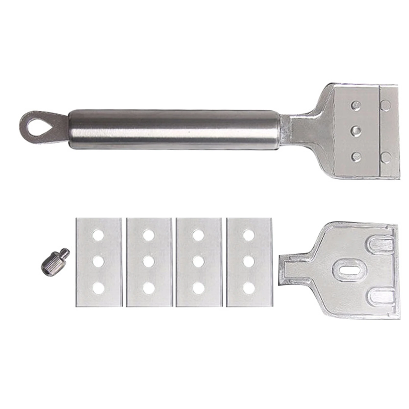 Razor Blade Scraper Stainless Steel Glass Scraper Cooktop Cleaning Scrapers With 4 Replacement Blades For Removing Labels