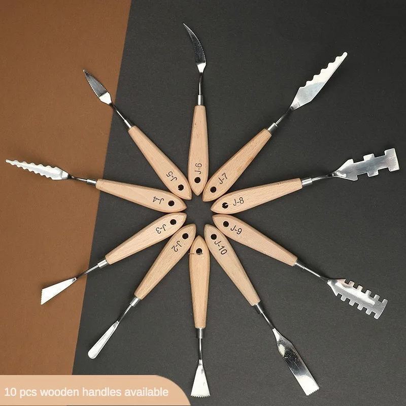 Color Palette 10pc oil painting knives scrapers color palette knife tools for wooden irregular texture flower shovels art color painting tools